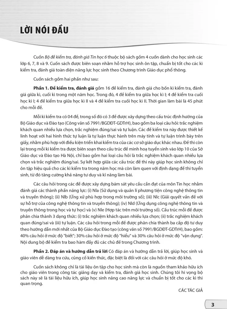 BỘ ĐỀ KIỂM TRA, ĐÁNH GIÁ TIN HỌC LỚP 6 (Theo chương trình GDPT 2018)